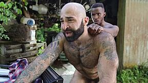 Hairy Hunk Banged by Black Stud Interracial