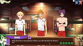 Игровые друзья в лагере сделали сочный минет Нацуми с русским голосом