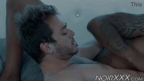 tattooed max adonis drills hunky lover in ebony anal scene