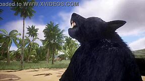 二匹のゲイウルフがワイルドなファーリーアクションでバンギング