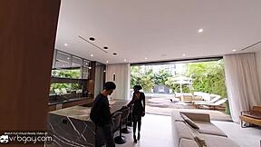 वीआर गे काला पसीना टोनी जीनियस सफेद लंड को गला तक चूसता और चढ़ता है वीआर पॉर्न में!