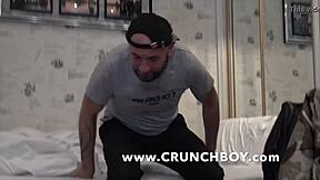 muscle bottom drilled bareback in jockstrap by curious straight guy