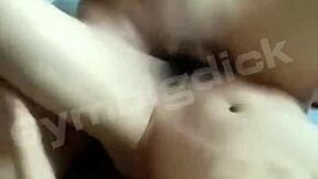 Handsome Asian amateur couple bangs bareback with raw energy