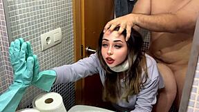 Stepdad Nails Me in Bathroom While Cleaning - Can't Breathe from Hard Sex!