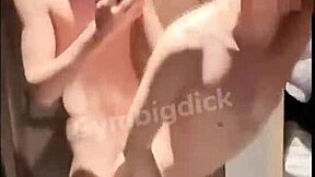 Handsome Asian gay couple fucks bareback in homemade lingerie doggystyle action with big ass