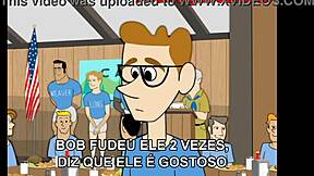 Ação em grupo gay de desenho em estilo brasileiro hentai