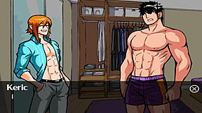 מציצה עסיסית וקשה בין חברים גייז במשחק סקסי אנימציה