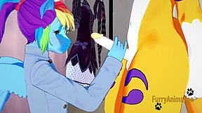 Digimon 小马宝莉 Yaoi Renamon Rainbow Dash 手交 口交 被操 内射 屁股 Yiff 动漫 同志！