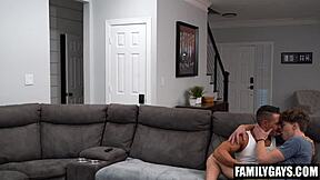 Athletic Stepson Sits On Muscular Stepdad's Lap Then Rides His Dick In Taboo Old And Young Encounter