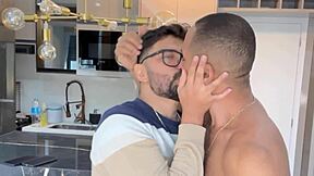 Hairy Nerd Marcos Gets Bent Over By Tanned Black Bear!