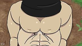animated security guard plows big ass outdoors in gay creampie frenzy