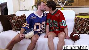Stepdad and Stepson Ditch Football for Taboo Bareback Ass Pounding!
