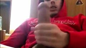 hetero guy shoots cumshot on hairy legs