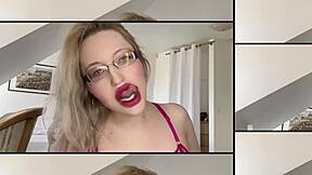 Beautiful woman with glasses and lingerie in hot scene