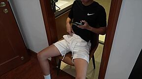 Twink Boy Strokes Hard with a Cup