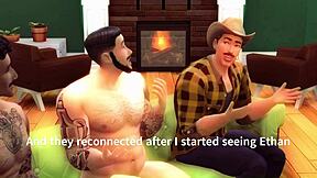 Gay porn with a three woman and one man in a bareback scene