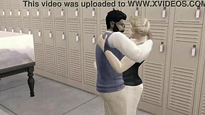 Gay porn with a three woman and one man in a bareback scene