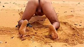 African beauty Ladysilva shows off her gay twink body on the beach