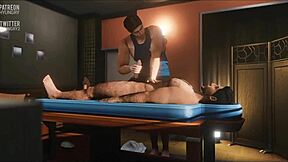 Gay porn in 3D: happy ending with a massage