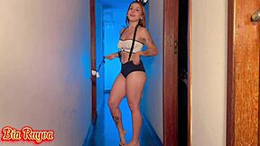 trying on outfits for hookups with other guys