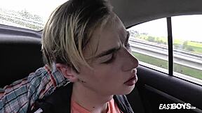 Gay European twink gets it hard in this video