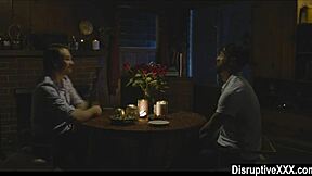 Gay men enjoy rough sex after a romantic dinner date