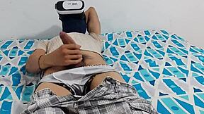 Young and straight Canadian masturbates while watching VR porn with a theme of domination and fetish