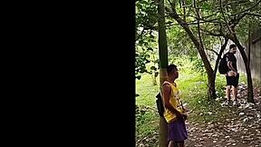 Public park encounter with a gay boy and a big cock