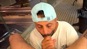 Young and straight Middle Eastern man gives a blowjob on the balcony