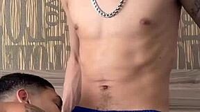 This Brazilian stud gets a deepthroat like no other from a young stud