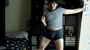 Latino Strips and Dances to Techno Beats