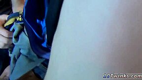 Gay twinks in bareback cock and ass fucking scene in a cum-filled movie