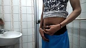 Public bathroom action with amateur twink