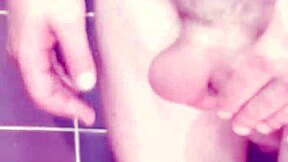 Solo masturbation session with cum and spanking in bathroom setting