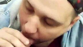 Getting a hot blowjob on the emergency stairs at the mall.