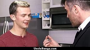 Horny dad watches as boy blows him and gets fucked