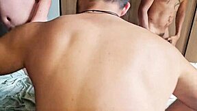 First-time gay porn: Leozinho's intense DP action with tears