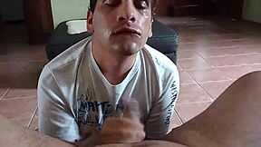 Sucking cock and jerking off end with a facial finish