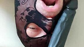 Oral sex with a long dildo