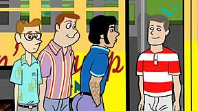 Group sex with animated boys in a gay cartoon style