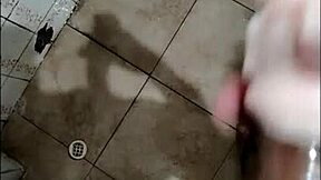 Guy stimulates massive cock with toy, imagining oral sex