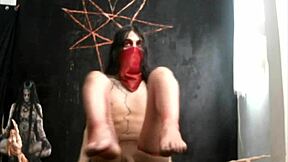 Nasty shemale whore teases with bare feet