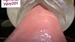 guy moans fucking fleshlight to creampie with dirty gay talk