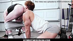 Twink Felix Fox drilled by muscle hunk stepbrother during workout