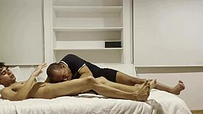 damn, disabled guy gives killer oral to the young stud!