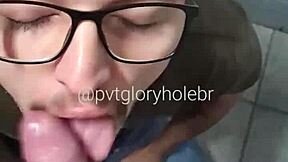 Man, sucked off a hung guy in the bathroom stall!