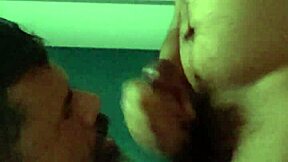 Kneeling down, sucking hard, and waiting for that hot load