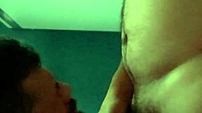 Kneeling down, sucking hard, and waiting for that hot load