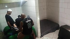 wild banging session in the club dressing room