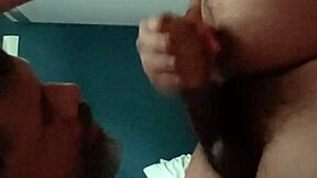 kneeling down sucking and waiting for hot cum